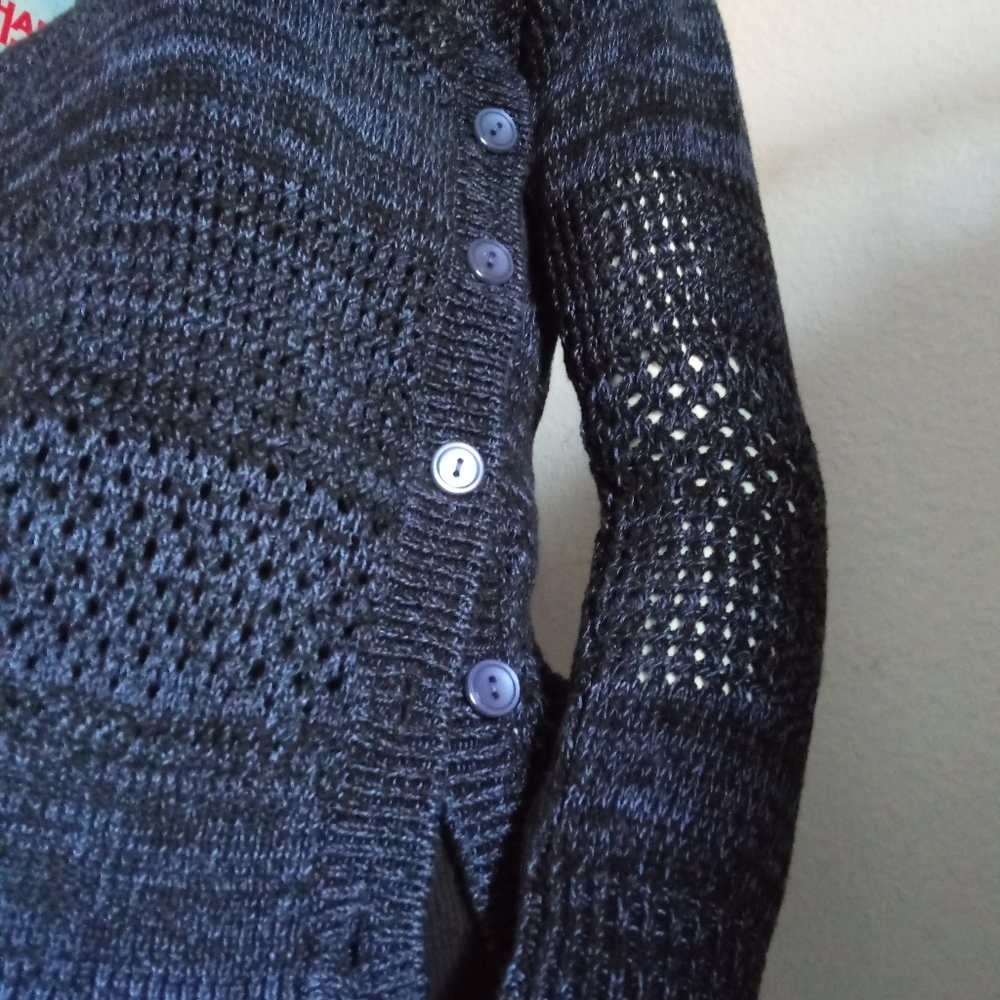 Blue Side Button Knit Sweater